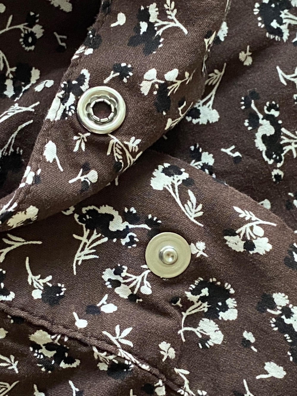 Madewell V-Neck Long-Sleeve Dark Carob Floral Top Size Large - Picture 12 of 16